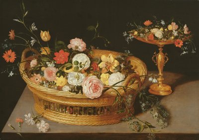 A Basket of Flowers with a Silver Gilt Tazza by Jan the Elder Brueghel